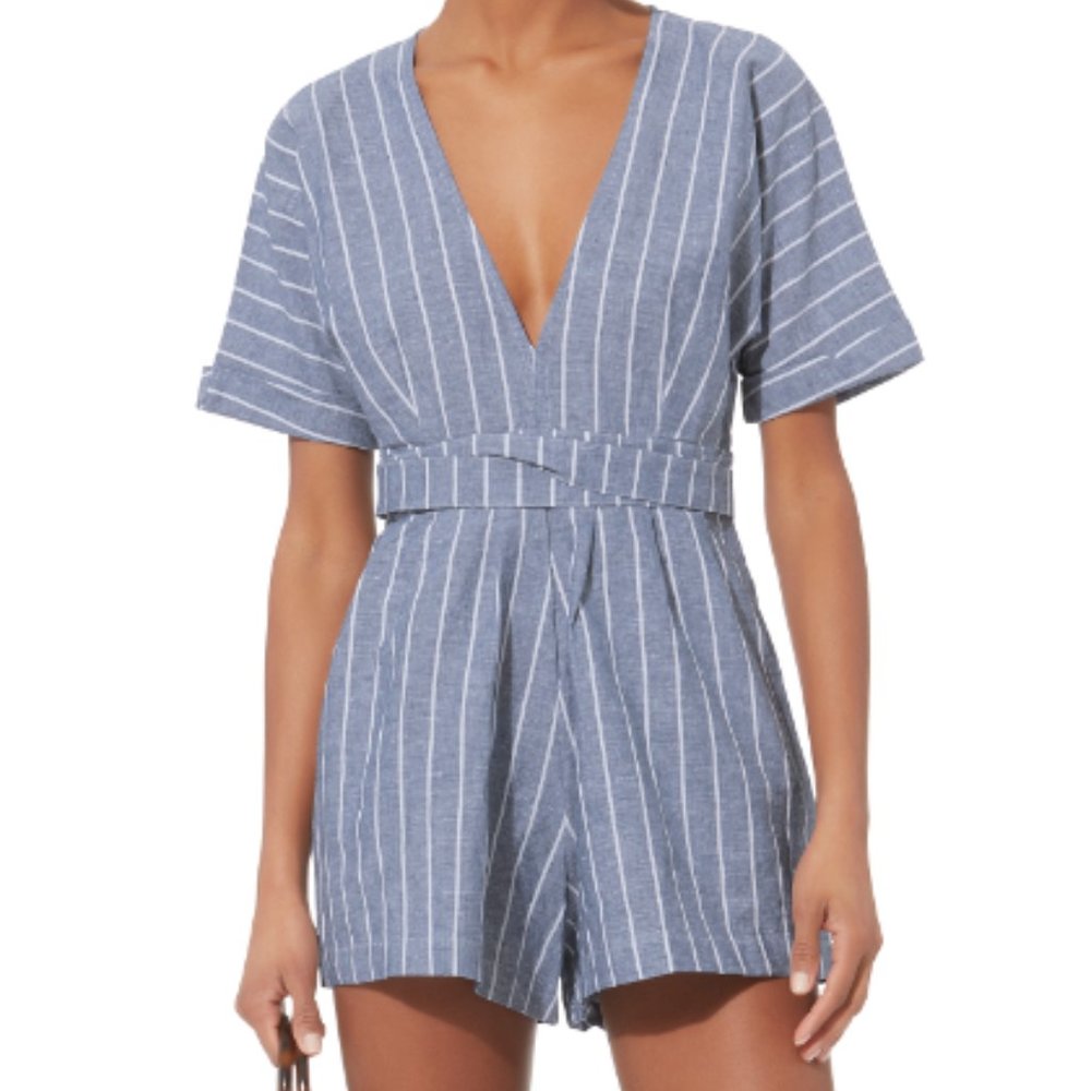 MLM The Label Zion Striped Romper - 100% Linen - Small